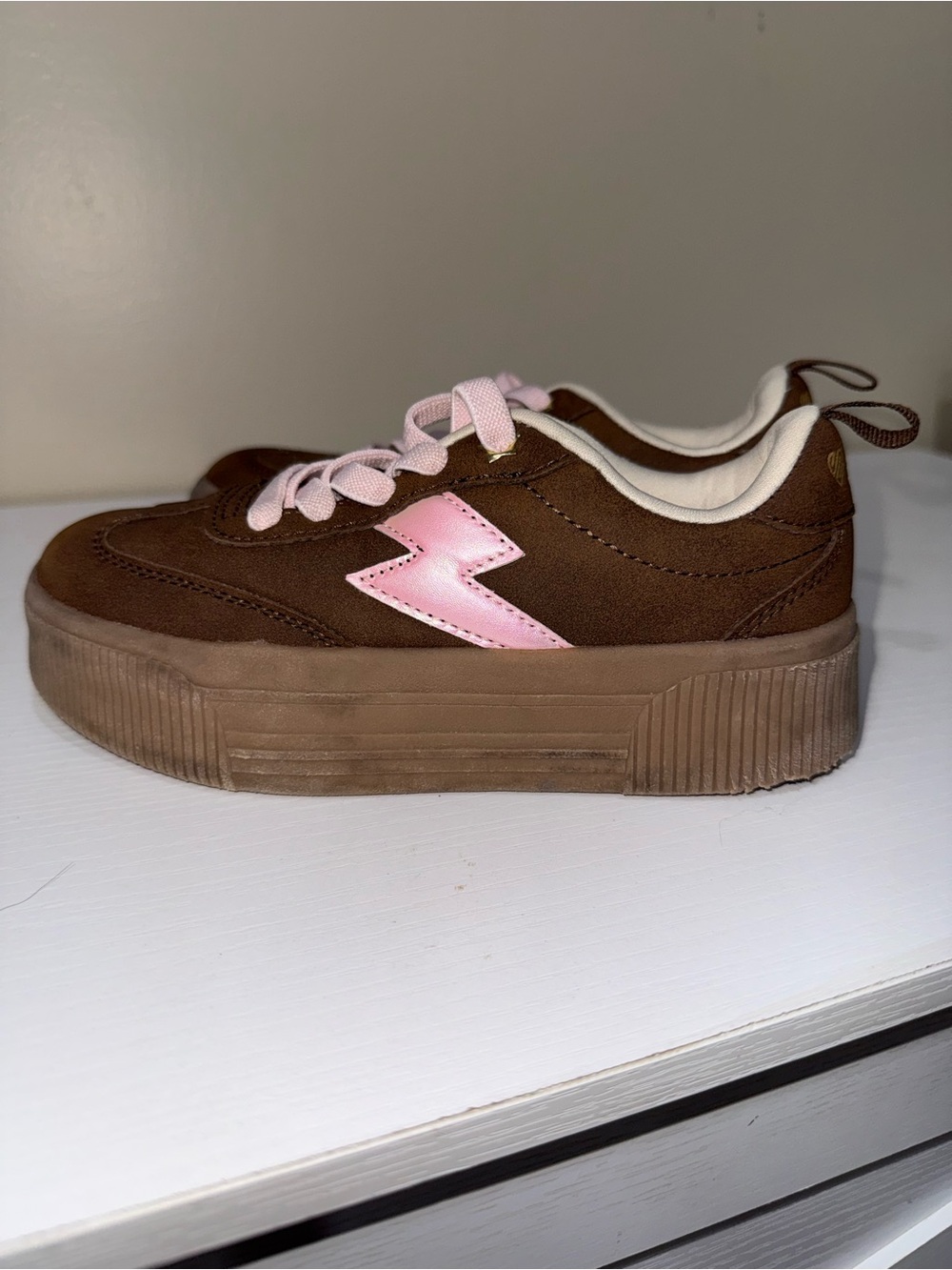 Justice Sport Girls Size 13 Brown Pink Platform Sneakers